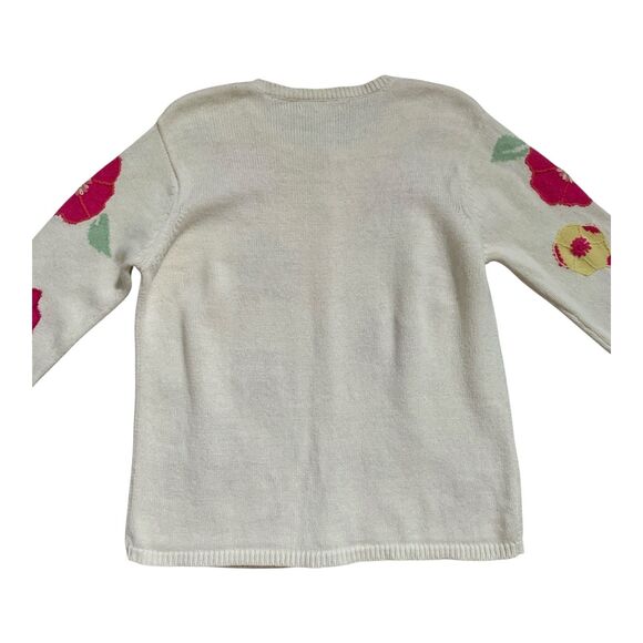 Vintage Eagle's Eye Cardigan Women's LG Pink Embroidered Flowers Knit Sweater - Picture 11 of 15